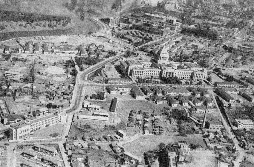 Aeral view of National Diet Building in 1952