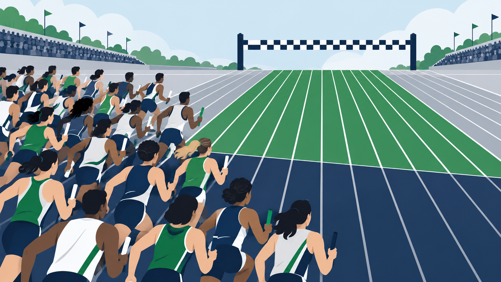 トラックを走る駅伝選手のイラスト。実際の予選会の写真ではありません