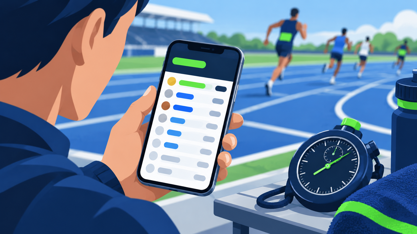 スマートフォンで箱根駅伝予選会の最終順位を確認するイメージ