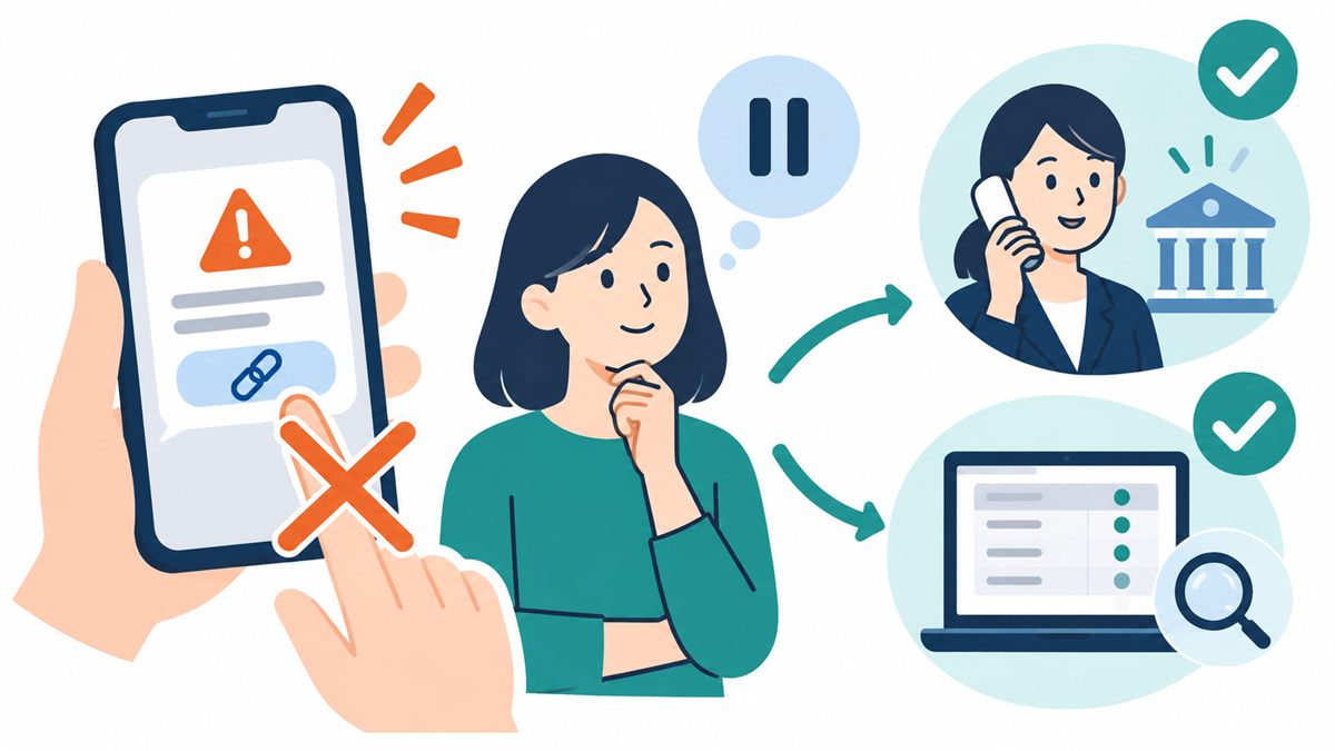 不審なSMSのリンクを開かず、公式窓口で確認し利用明細を見る対策